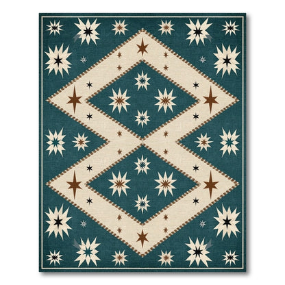 Teal Southwestern Star Diamond Area Rug