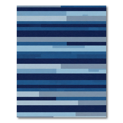 Midnight Blue Gradient Horizontal Lines Rug