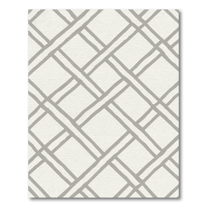 Subtle Gray Lattice Geometric Rug