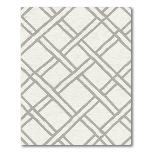 Subtle Gray Lattice Geometric Rug