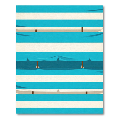 Modern Blue Ivory Stripe Abstract Rug