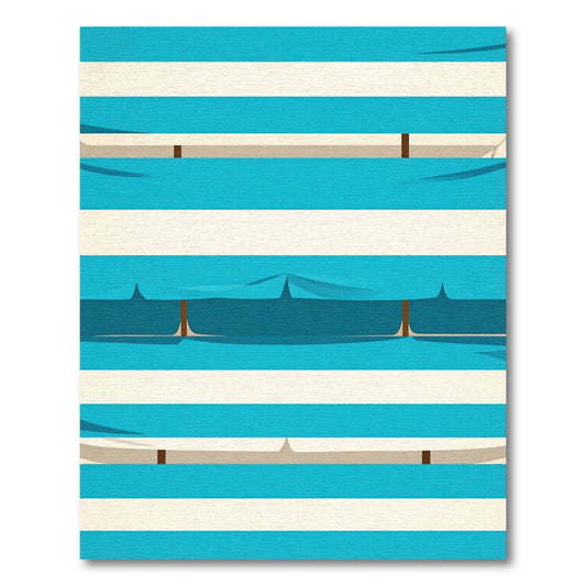 Modern Blue Ivory Stripe Abstract Rug