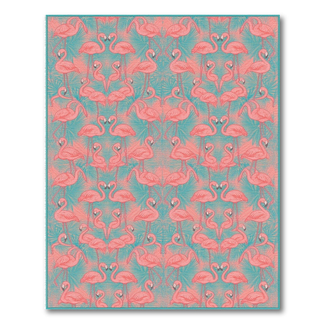 Pink Flamingo Teal Area Rug