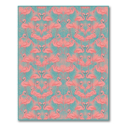 Pink Flamingo Teal Area Rug