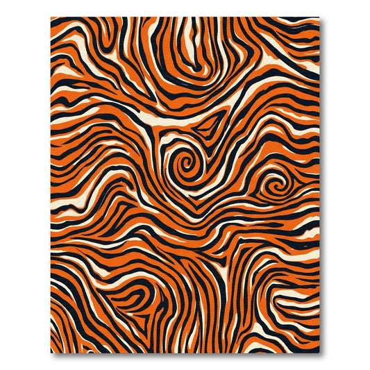 Bold Orange Black Swirl Stripes Rug