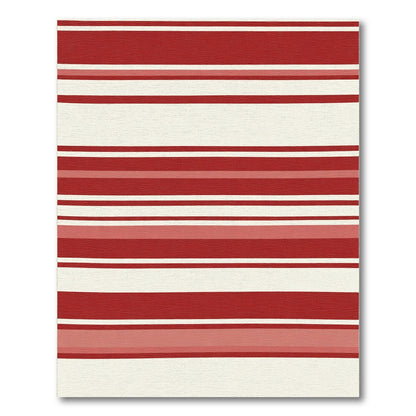 Crimson White Banded Stripe Rug