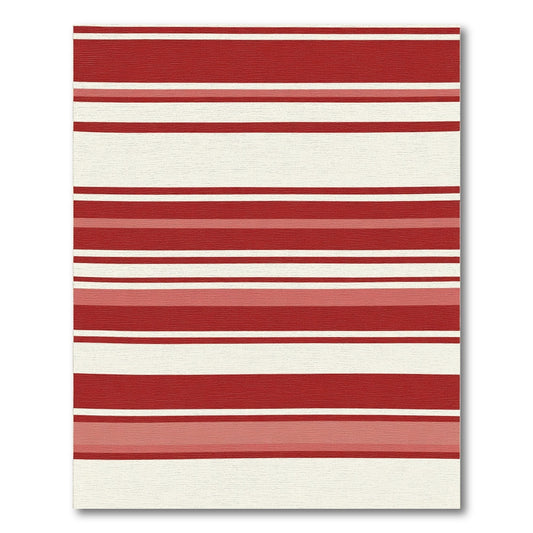 Crimson White Banded Stripe Rug
