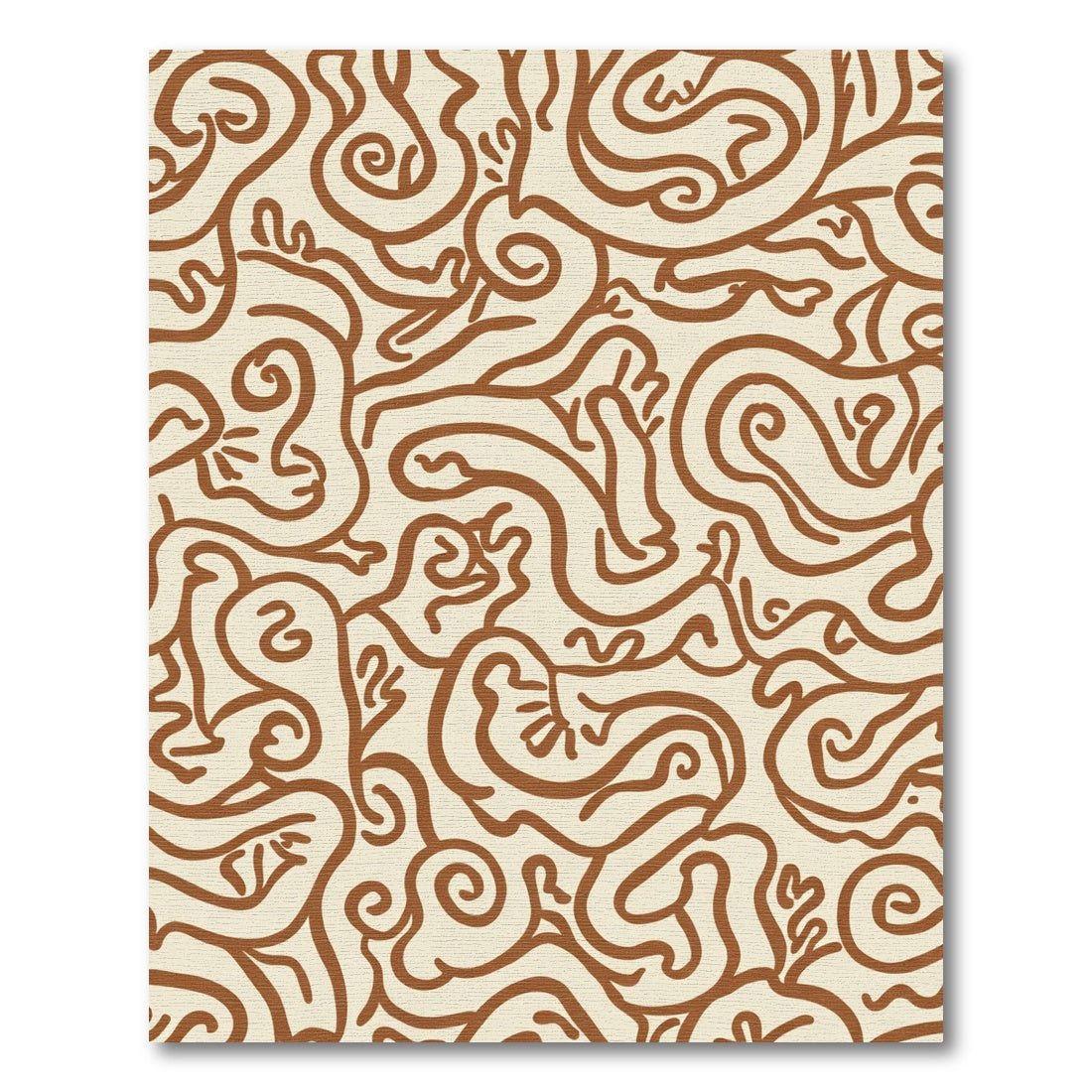 Terracotta Whimsical Organic Swirl Rug