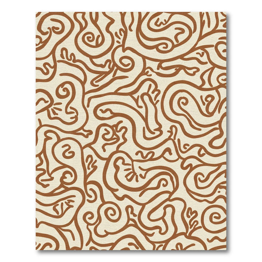 Terracotta Whimsical Organic Swirl Rug