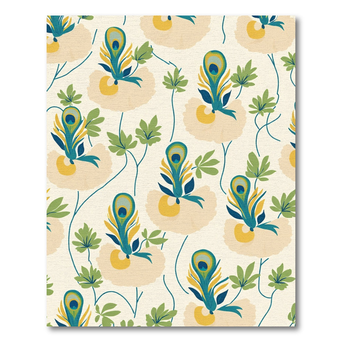 Peacock Feather Floral Cream Swirl Rug