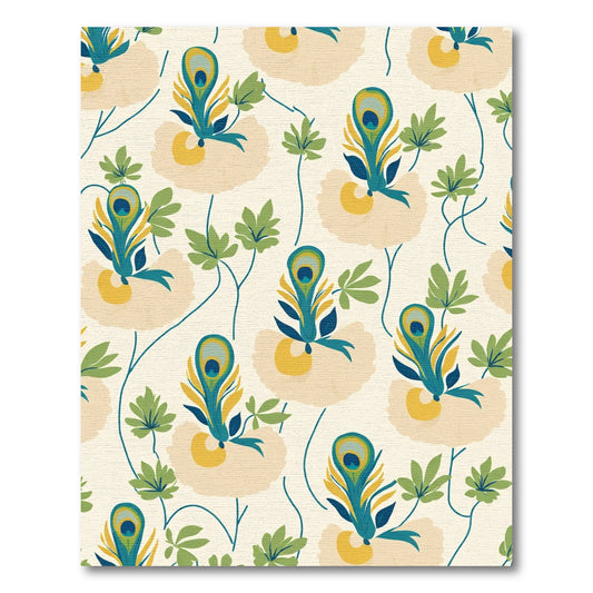 Peacock Feather Floral Cream Swirl Rug