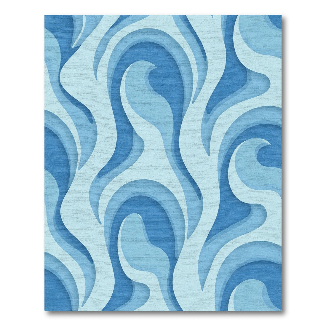 Abstract Blue Layered Wave Rug