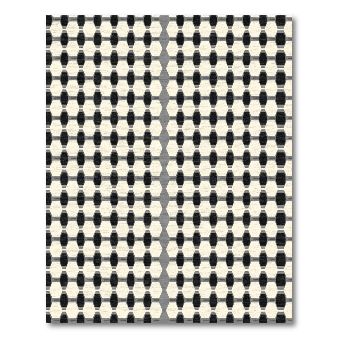 Cream Hexagonal Grid Geometric Rug
