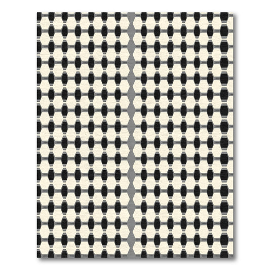 Cream Hexagonal Grid Geometric Rug
