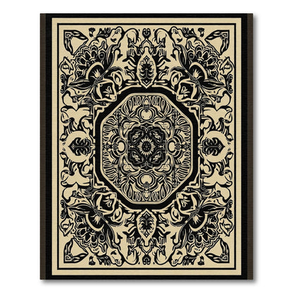 Intricate Black Cream Vintage Medallion Rug