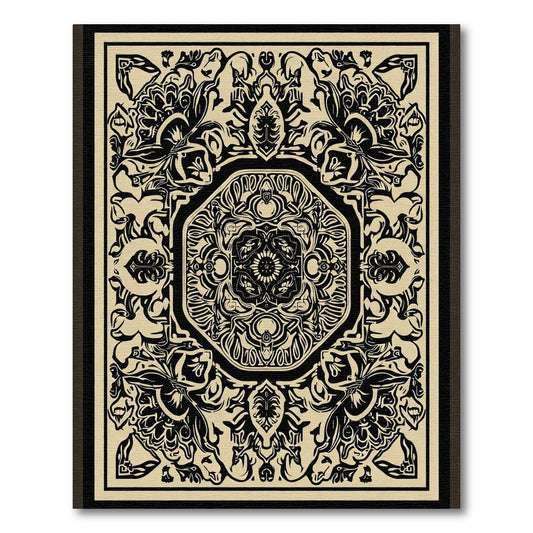 Intricate Black Cream Vintage Medallion Rug