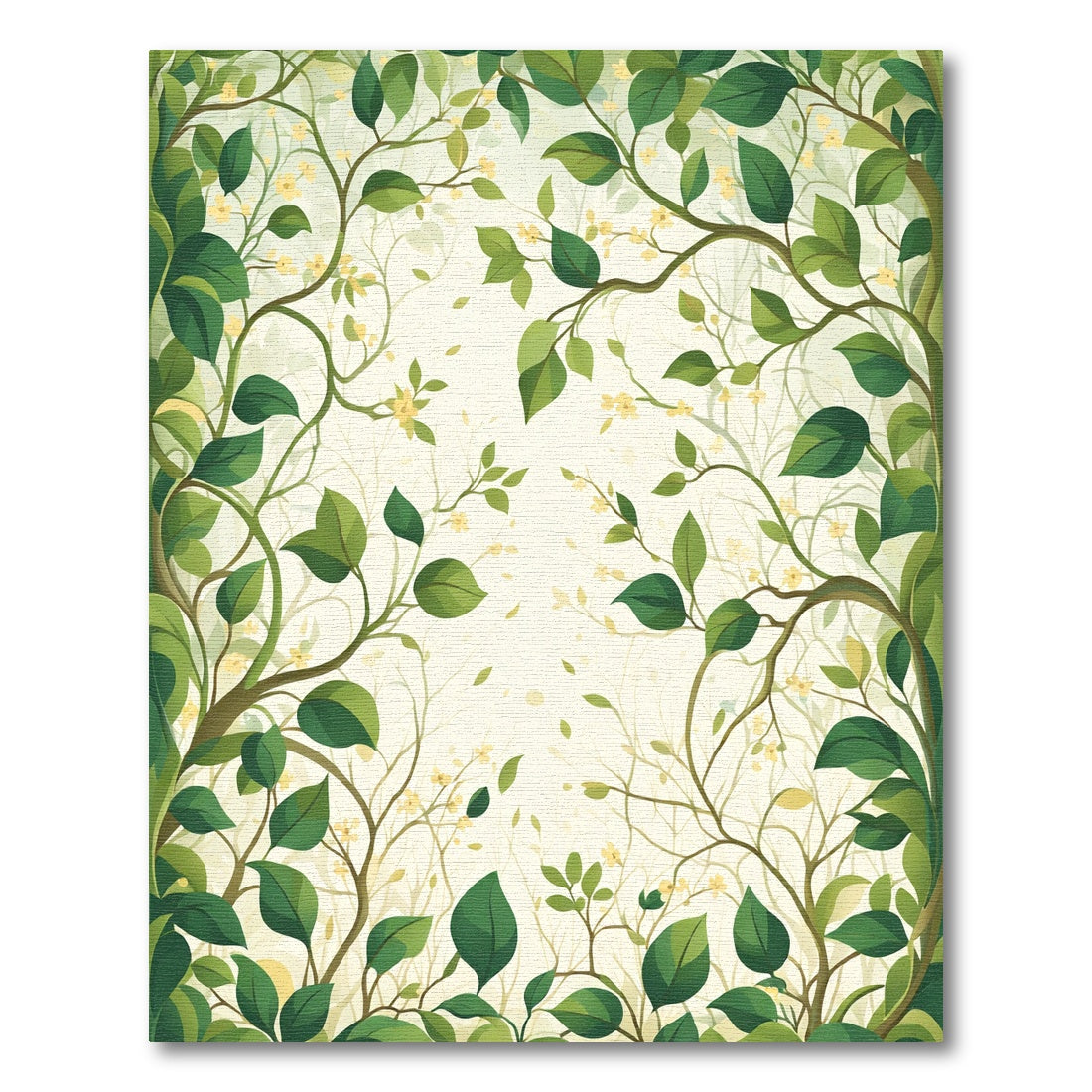 Vibrant Green Vine Blossom Canopy Rug