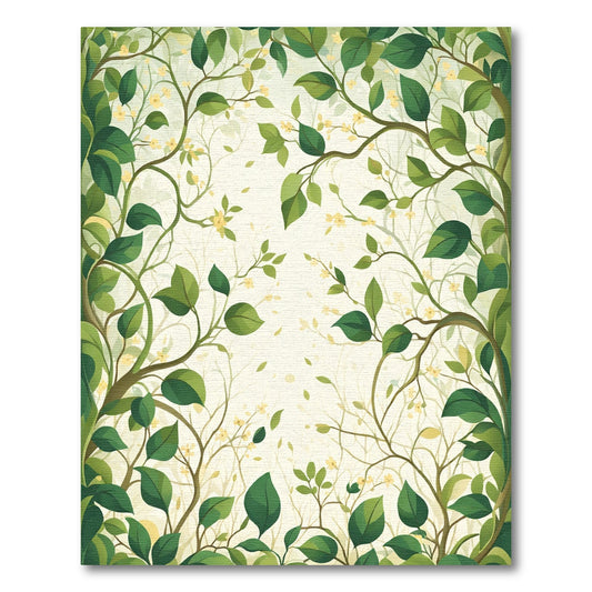 Vibrant Green Vine Blossom Canopy Rug