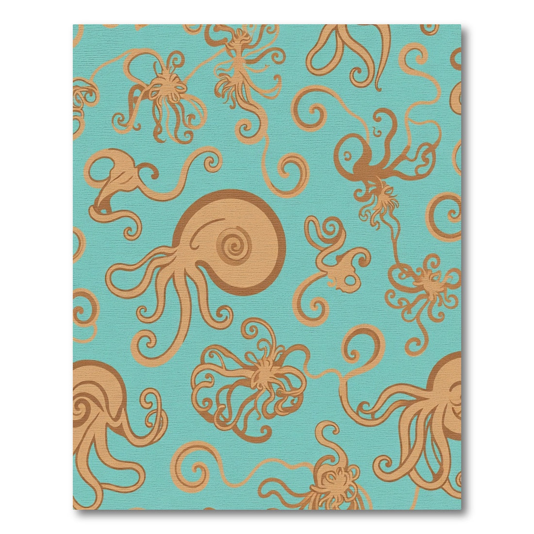 Oceanic Amber Octopus Swirls Rug