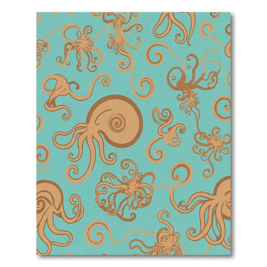 Oceanic Amber Octopus Swirls Rug