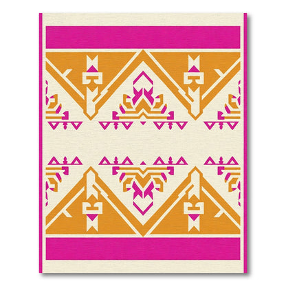 Bold Fuchsia Orange Geometric Peaks Rug