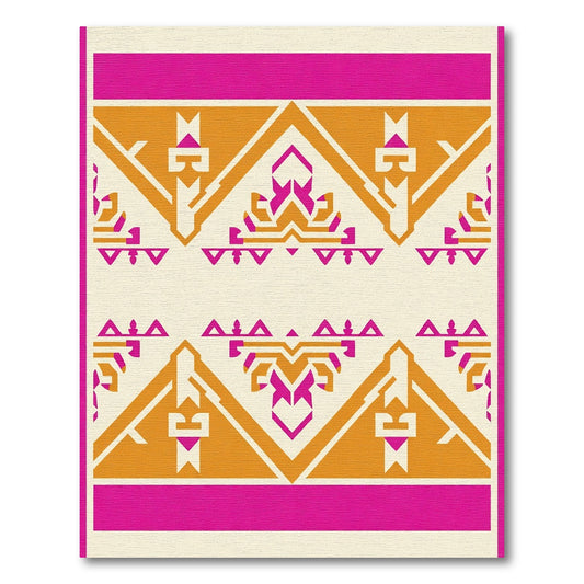 Bold Fuchsia Orange Geometric Peaks Rug