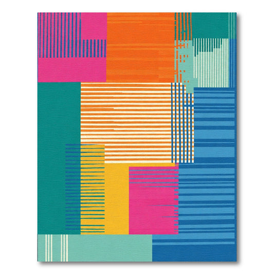 Abstract Geometric Collage Vivid Stripes Rug