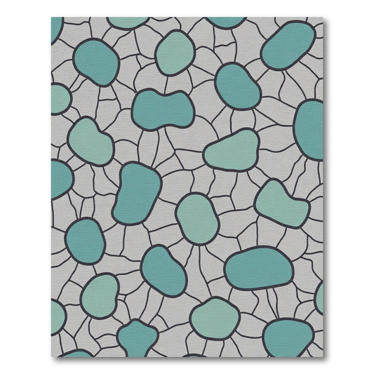 Teal Pebbles Gray Contemporary Abstract Rug