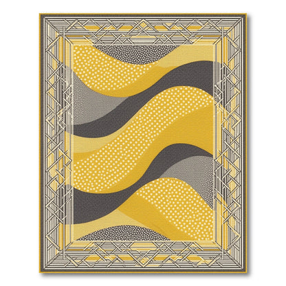 Geometric Modern Yellow Geometric Wave Area Rug