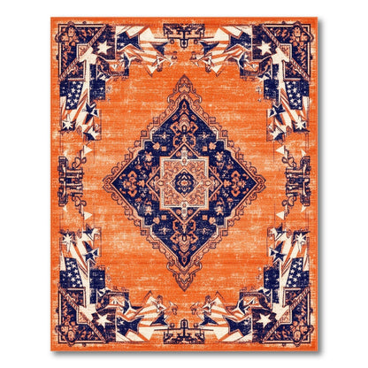 Orange Distressed Patriotic Area Rug