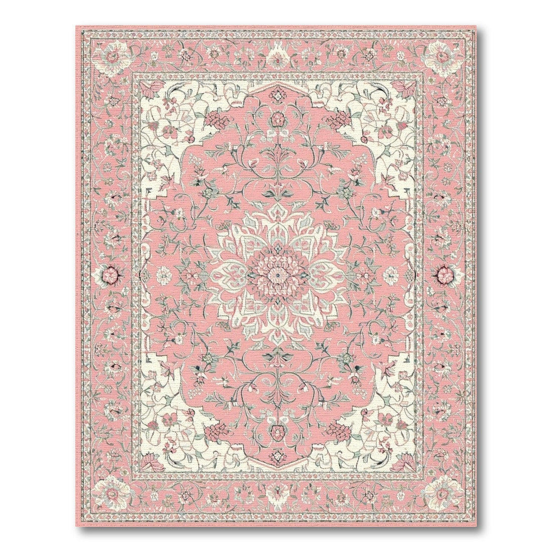 Pink Floral Medallion No. 12 Area Rug