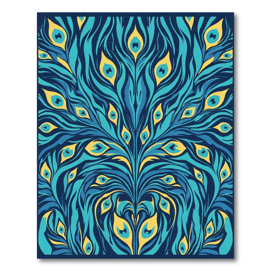 Peacock Feather Blue Yellow Swirl Rug