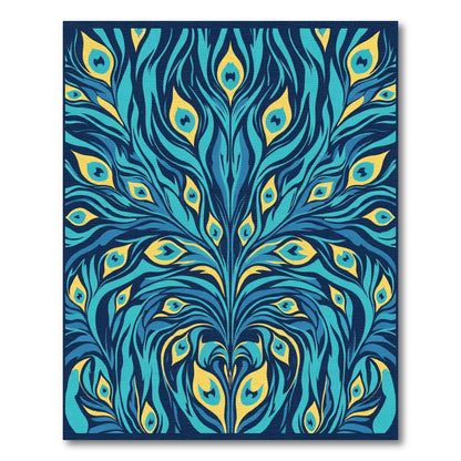 Peacock Feather Blue Yellow Swirl Rug