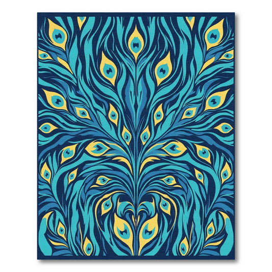 Peacock Feather Blue Yellow Swirl Rug