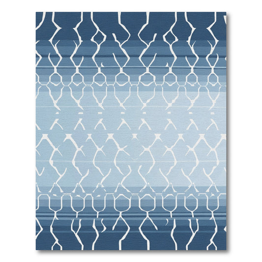 Cool Blue Organic Geometric Ombre Rug