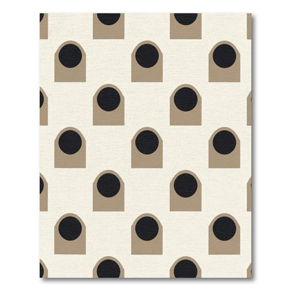 Neutral Tan Black Arch Circle Rug
