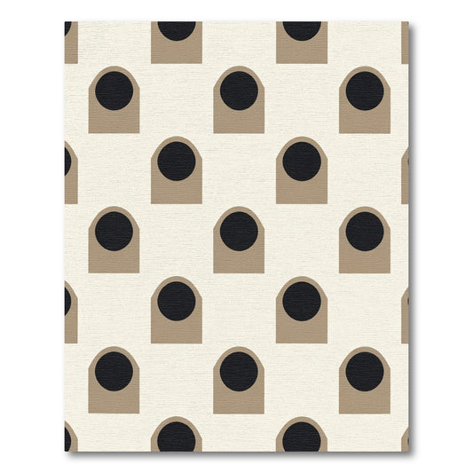 Neutral Tan Black Arch Circle Rug