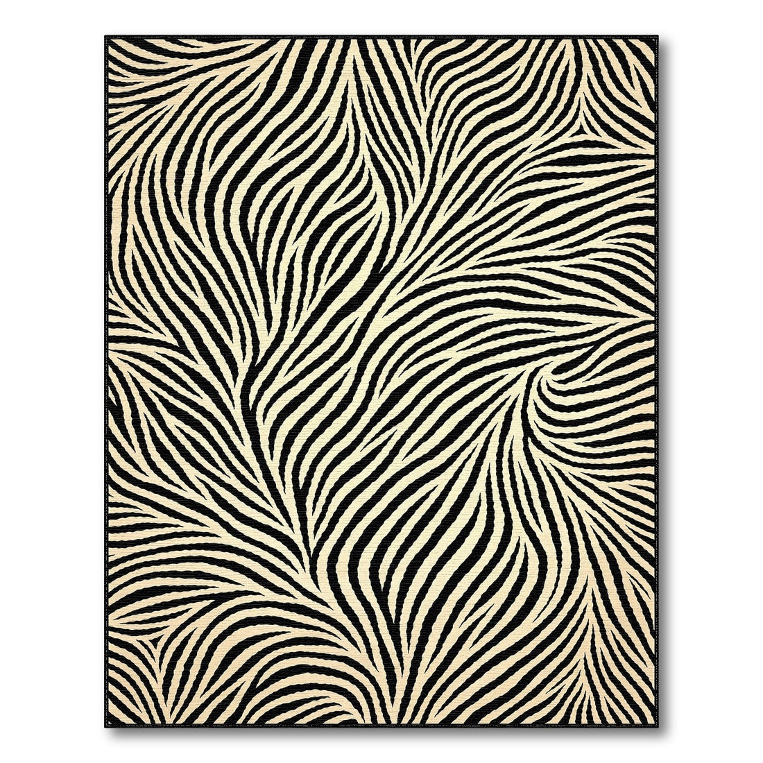 Black White Swirl Zebra Area Rug