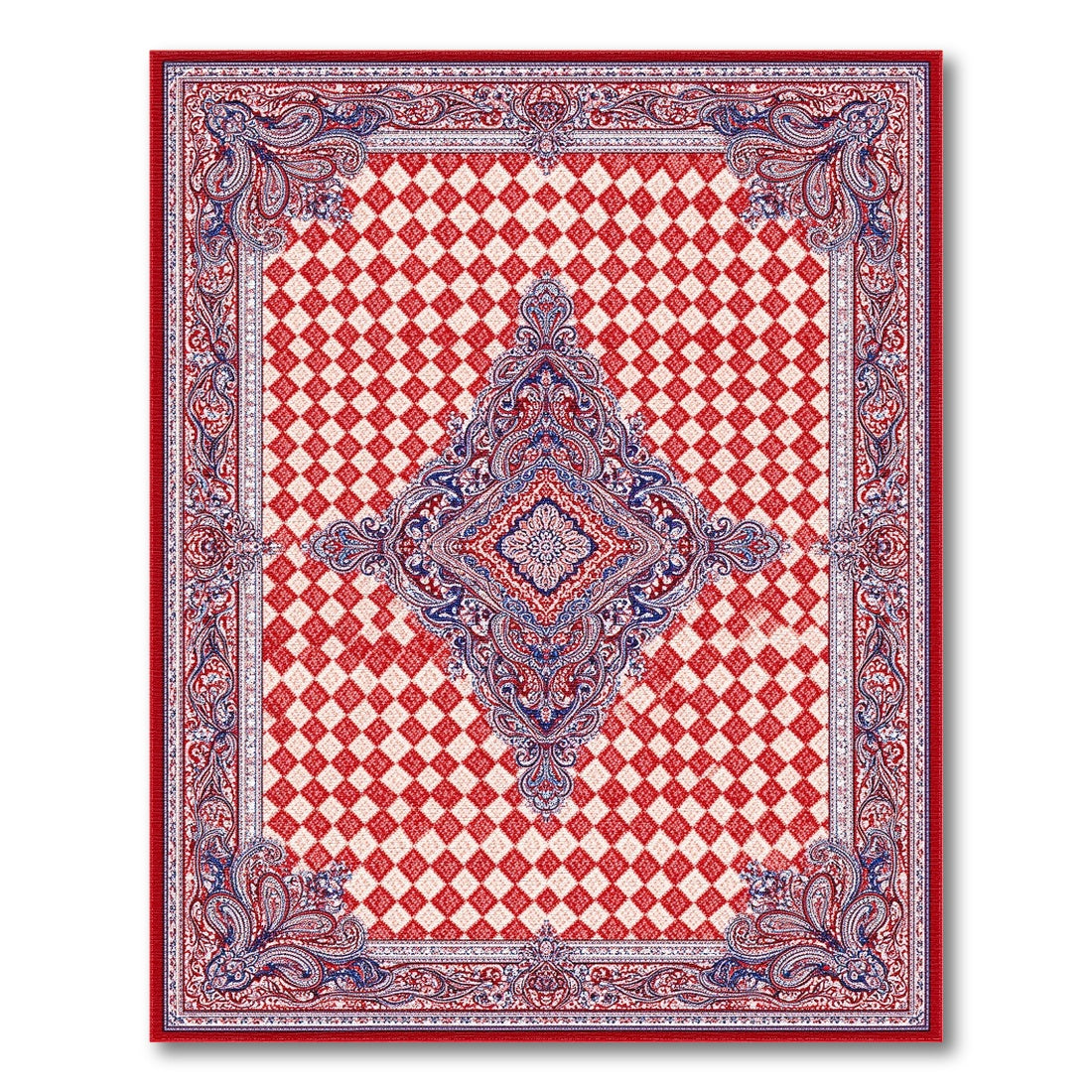 Red Persian Medallion Diamond Area Rug