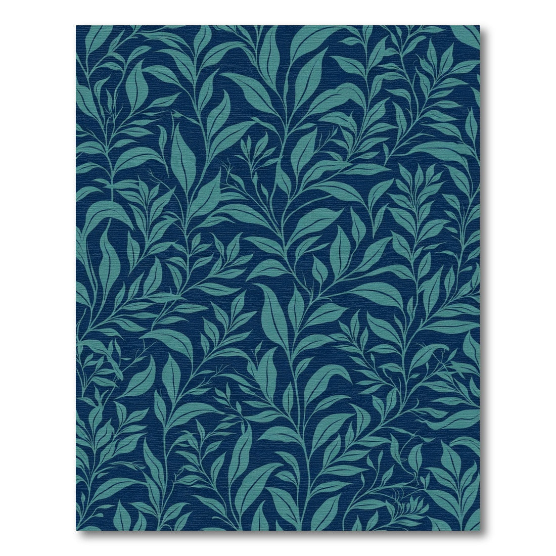 Deep Blue Teal Leafy Vines Rug