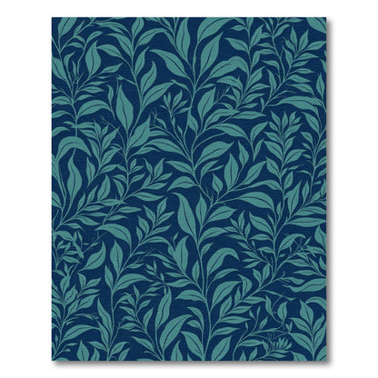 Deep Blue Teal Leafy Vines Rug