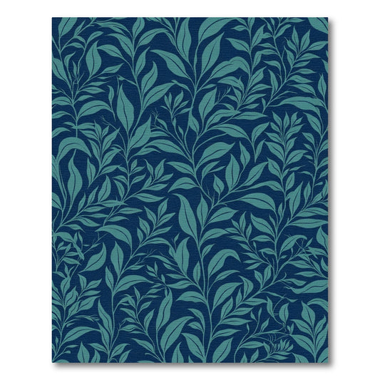 Deep Blue Teal Leafy Vines Rug