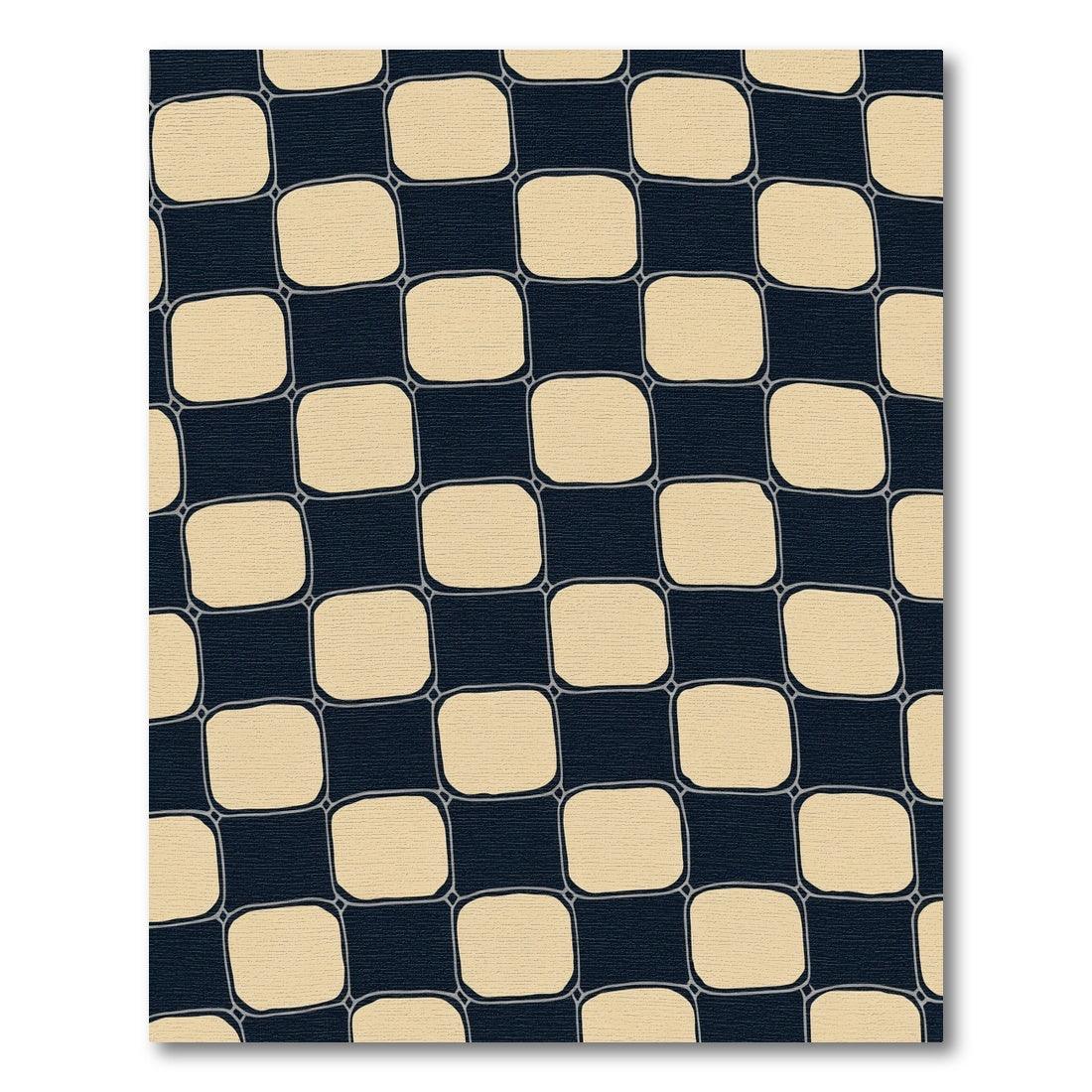 Navy Cream Checked Grid Design Rug