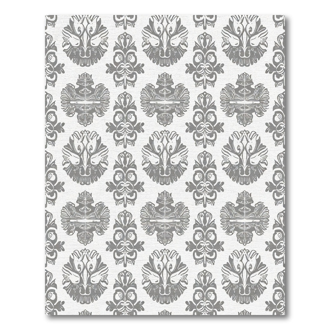 Gray Ornate Floral Crest Rug