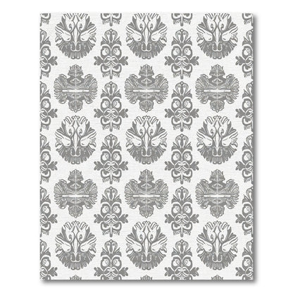 Gray Ornate Floral Crest Rug