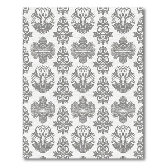 Gray Ornate Floral Crest Rug