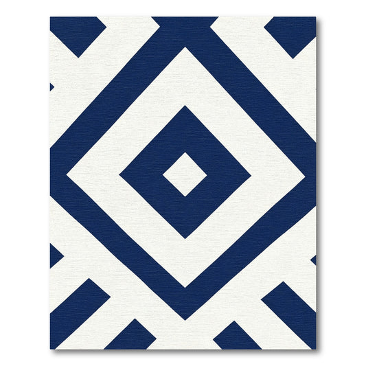 Modern Navy Diamond Geometric Rug