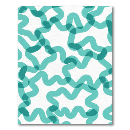 Teal Wavy Lines Overlapping Texture Rug