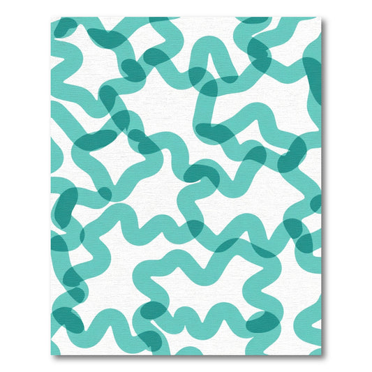 Teal Wavy Lines Overlapping Texture Rug