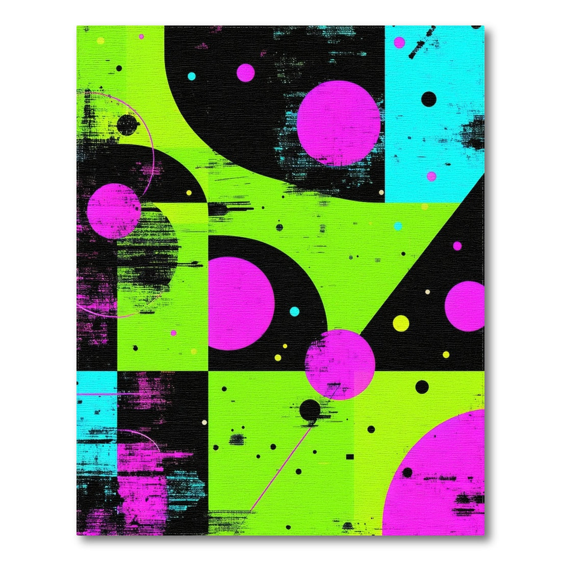 Neon Geometric Circles Area Rug